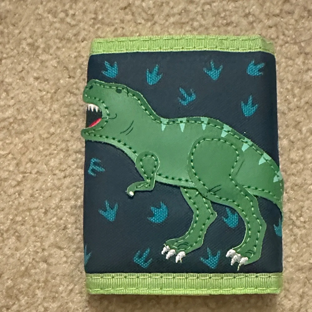 Kids Dinosaur Wallet - Green and Navy - Picture 1 of 3